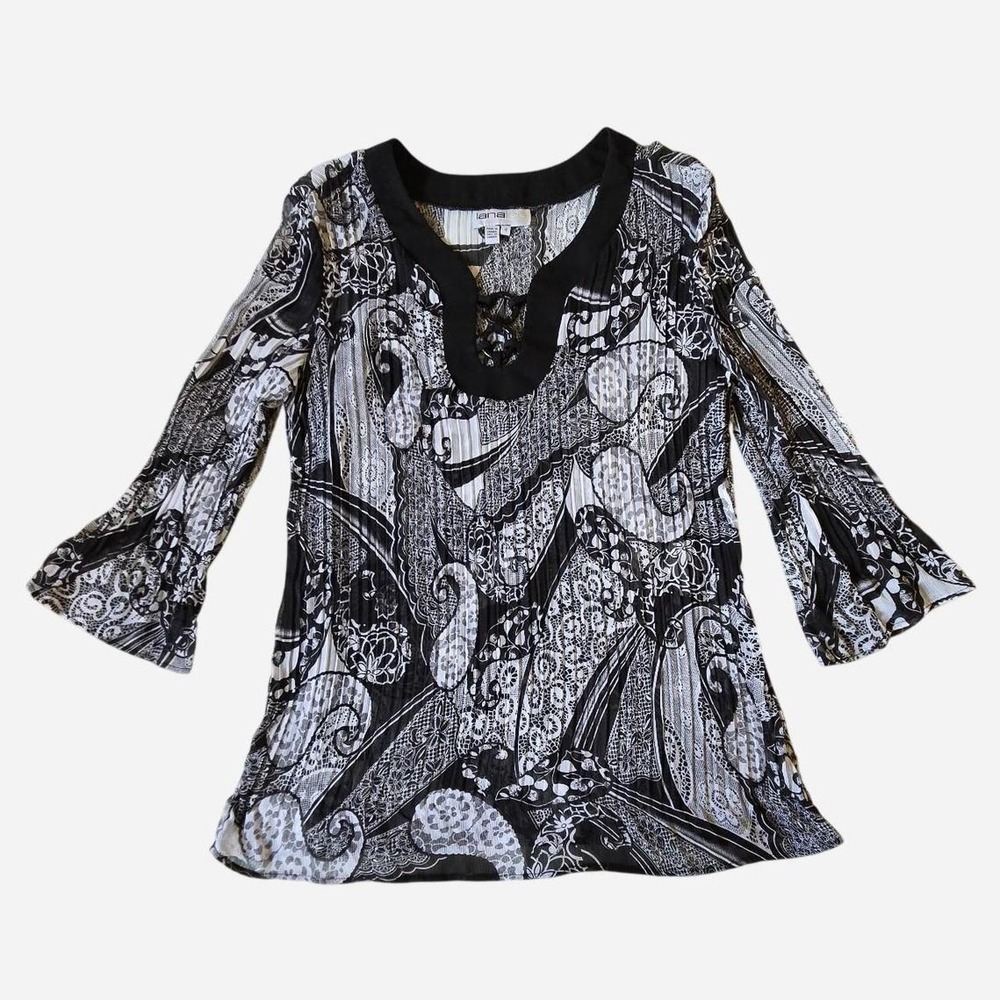 VTG 90s, y2k black paisley beach cover up with bell sleeves / LG 12 / swim beach